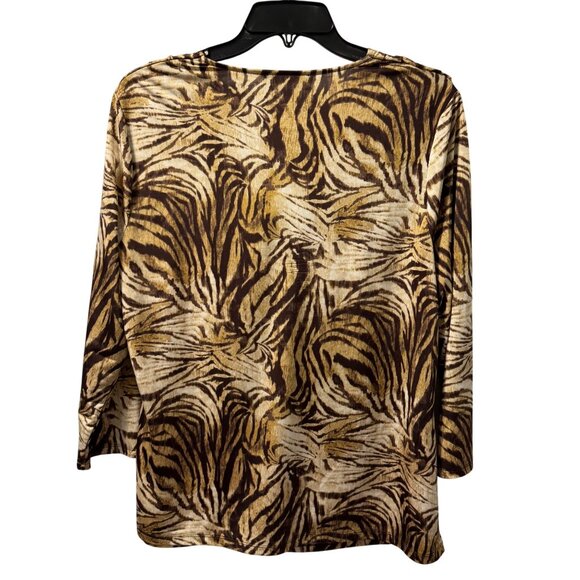 Jones New York Blouse Sz XL Cowl Neck Animal Print Top - Picture 11 of 12
